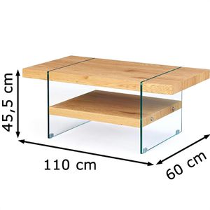 Produktbild für Couchtisch Inter-Link 50111014, aus Holz / Glas, wildeiche