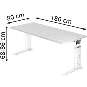 Produktbild für Schreibtisch Hammerbacher U-Serie, weiß / weiß