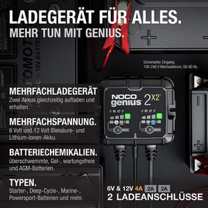 NOCO Autobatterie-Ladegerät GENIUS2x2, 6 V / 12 V, 2 x 2 A – Böttcher AG