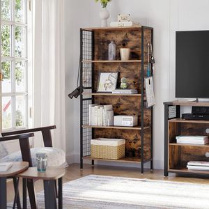 Produktbild für Bücherregal Vasagle LBC023B01, schwarz / vintage braun