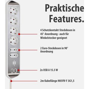 Produktbild für Tischsteckdose Brennenstuhl estilo, mit 2 m Schuko Kabel