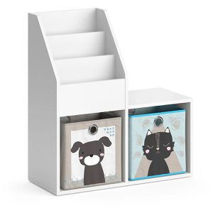 Bücherregal Vicco Luigi Mini, weiß, mit 2 Faltboxen