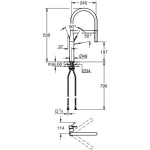 Produktbild für Küchenarmatur GROHE Essence, chrom / schwarz