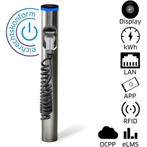 Produktbild für Wallbox Hesotec electrify eSat r20 Public, Edelstahl