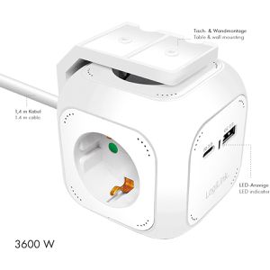 Produktbild für Steckdosenwürfel LogiLink LPS283U, weiß
