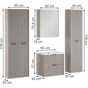 Produktbild für Badmöbel-Set Vicco Ruford, cashmere, 4-teilig