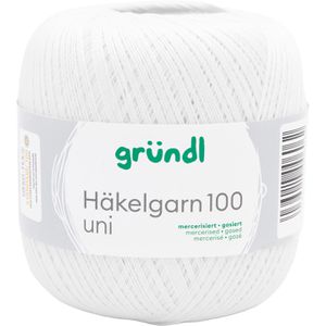 Gründl Häkelgarn 813-101 Häkelgarn 100, weiß, 100 g / 566 m, Nadelstärke 1.5-2, 100% Baumwolle