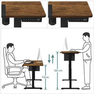 Produktbild für Schreibtisch Vasagle LSD016X01, braun / schwarz