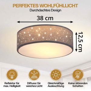 Produktbild für Deckenleuchte Monzana 109124, grau, E27-Fassung