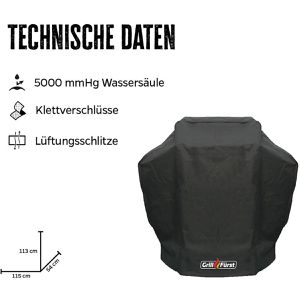 Produktbild für Grillabdeckung Grillfürst 20-028, aus Gewebematerial, schwarz