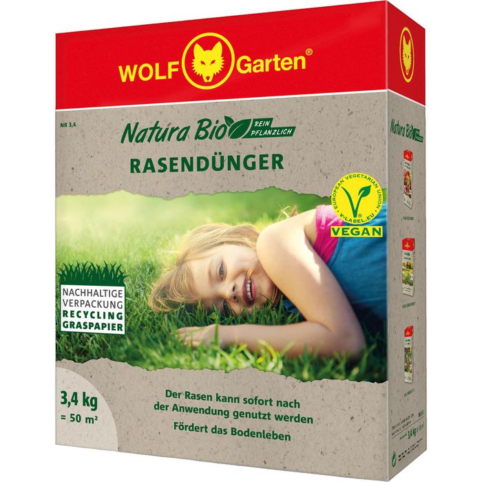 Wolf-Garten Dnger NR 3,4 Natura Bio Rasendnger, Langzeitwirkung, 3,4 kg  fr 50m  Bttcher AG