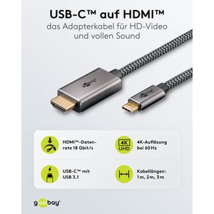 Produktbild für HDMI-Kabel Goobay 75700 HDMI 2.0, vergoldete Stecker