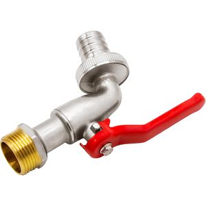 Produktbild für Auslaufventil Variosan 10674, Hebelgriff rot, aus Messing