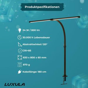Produktbild für Schreibtischlampe Luxula LX700155, schwarz, LED, dimmbar