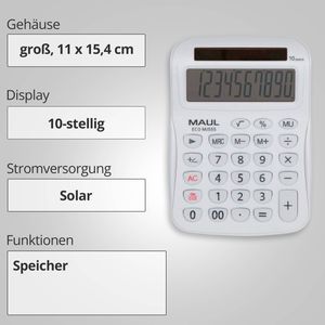 Produktbild für Taschenrechner Maul ECO MJ 555, Recycling, weiß