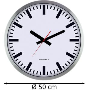 Produktbild für Wanduhr Eurotime 56865-07 XXL, Aluminium, analog, Funkuhr