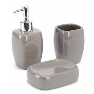 MSV Badaccessoires-Set Classic 141114, 3-teilig, aus Keramik, beige