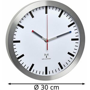 Produktbild für Wanduhr TFA 60.3528, Aluminium, analog, Funkuhr