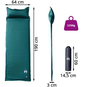 Produktbild für Isomatte vidaXL 4007126, grün, selbstaufblasend