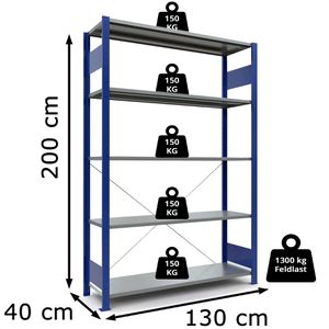 Produktbild für Schwerlastregal Schulte 12740-130-B, 5 Metallböden