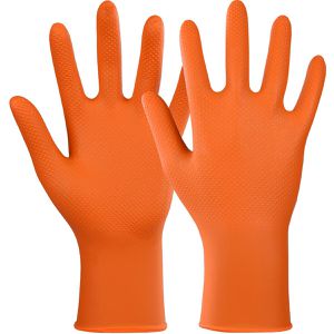 Produktbild für Einmalhandschuhe Hase XTRA Grip, orange, 50 Stück