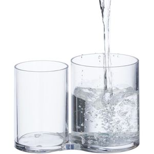 Produktbild für Wattestäbchenbehälter Relaxdays transparent, mit Bambusdeckel