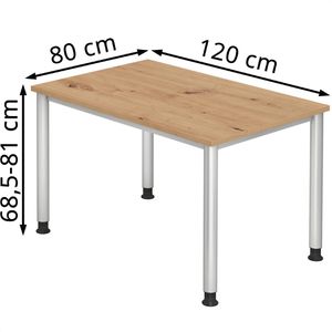 Produktbild für Schreibtisch Hammerbacher H-Serie, asteiche / silber