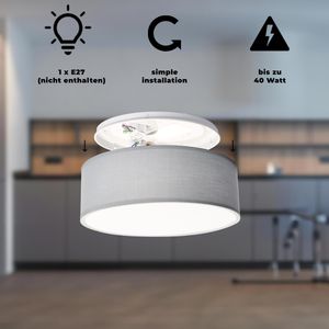 Produktbild für Deckenleuchte EinLicht Fabric, grau, E27-Fassung