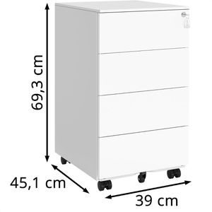 Produktbild für Rollcontainer Songmics OFC064W14, Metall, weiß