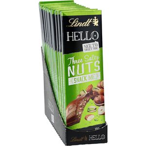 Lindt Tafelschokolade Hello Three Salty Nuts, je 100g, 12 Tafeln