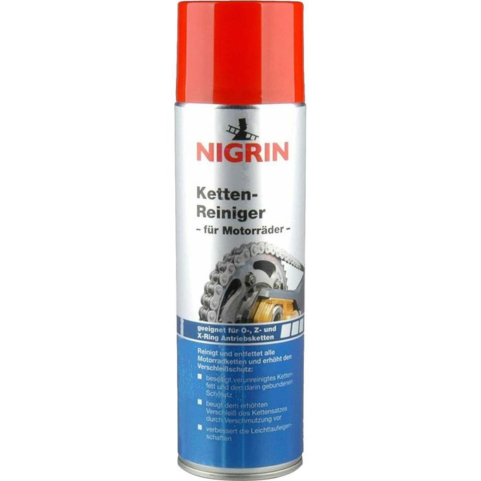 Nigrin Kettenspray 73889, Kettenreiniger, für Motorrad, erhöht den  Verschleißschutz, 400ml – Böttcher AG
