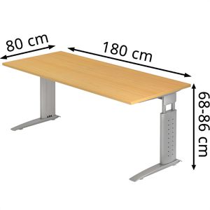 Produktbild für Schreibtisch Hammerbacher U-Serie, buche / silber
