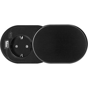 Produktbild für Einbausteckdose Orno GM-9042, schwarz, mit 1,9 m Kabel