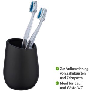 Produktbild für Zahnputzbecher Wenko Badi, schwarz, aus Keramik
