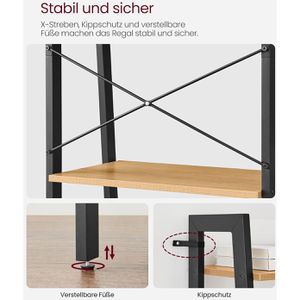 Produktbild für Bücherregal Vasagle LLS044B05, schwarz / honig-braun