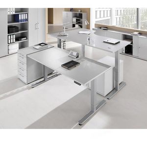 Produktbild für Schreibtisch Hammerbacher XDSM 18, lichtgrau / silber