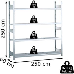 Produktbild für Weitspannregal Schulte 15614, 4 Metallböden