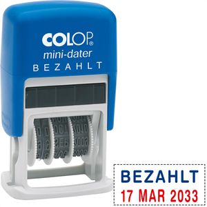 Datumstempel Colop Mini-Dater S160L2, rot/blau, selbstfärbend