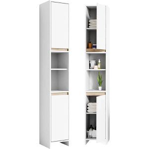 Produktbild für Badschrank Vicco Emma, weiß / sonoma eiche