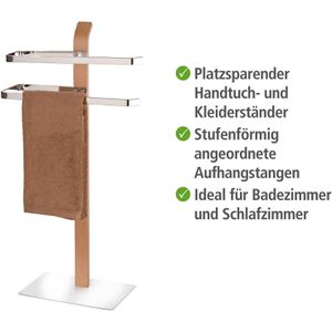Produktbild für Handtuchhalter Wenko Samona Nature, silber / braun