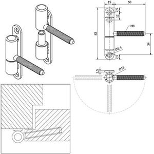 Produktbild für Türband SO-TECH schwarz, 2-teilig
