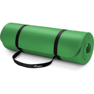 Produktbild für Yogamatte Tresko mit Tragegurt, grün, 1,5 cm stark