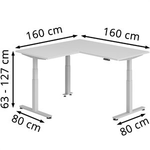 Produktbild für Schreibtisch Hammerbacher XDSMW, lichtgrau / silber