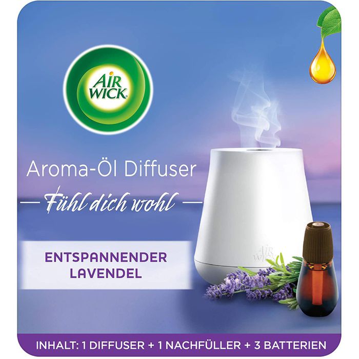 Airwick Diffuser Fühl dich wohl, Starterset, für ätherische Öle, 20 ml, Entspannender Lavendel
