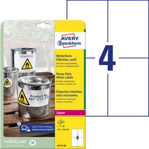 Folienetiketten Zweckform L4719-20, weiß matt