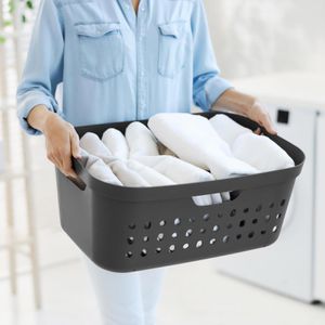 Produktbild für Wäschekorb Rotho Jona, anthrazit, mit 4 Griffen