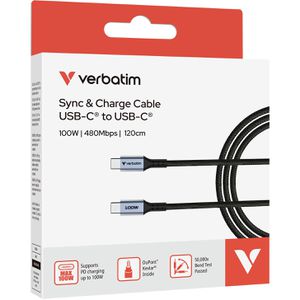 Produktbild für Ladekabel Verbatim Sync &amp; Charge, schwarz, 1,2m