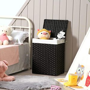 Produktbild für Wäschekorb Songmics LCB51BK, schwarz, mit Deckel