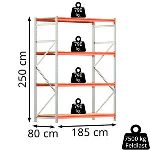 Produktbild für Weitspannregal Regalwerk EMMA, 4 Holzböden