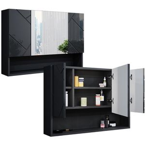 Produktbild für Spiegelschrank Vicco Irma, anthrazit hochglanz